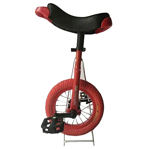 Unicycles : FMOPQ 12" Small Beginner Unicycle for 5 Year Old Kids / Smaller Children / Girl / Your Daughter Outdoor One Wheel Bike for Fun Group Racing Pink / Red Safe Comfortable (Color : B)