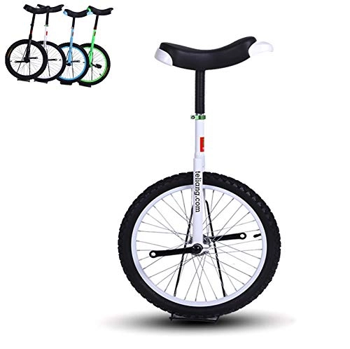 Unicycles : FMOPQ 16' / 18'Wheel Unicycles for Child / Boy / Teenagers 12 Year Olds 20 Inch One Wheel Bike for Adults / Men / Dad Best (Color : White Size : 18INCH Wheel)