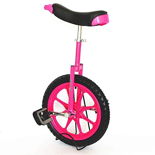 Unicycles : FMOPQ 16" Colored Rim Unicycle Kid's / Beginners / Girls / Boys Balance Cycling Unicycles Adjustable Saddle Seat for Outdoor Exercise (Color : Pink)