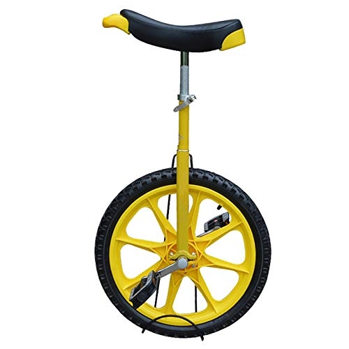 Unicycles : FMOPQ 16" Colored Rim Unicycle Kid's / Beginners / Girls / Boys Balance Cycling Unicycles Adjustable Saddle Seat for Outdoor Exercise (Color : Yellow)