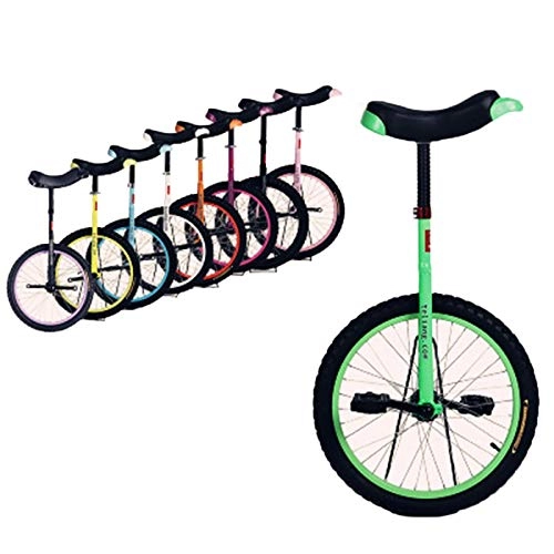 Unicycles : FMOPQ 16inch / 18inch / 20inch Adjustable Unicycle Green Balance One Wheel Bike Exercise Fun Bike Fitness for Beginners Professionals (Size : 16INCH)
