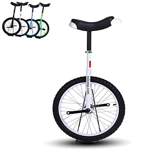 Unicycles : FMOPQ 18'Wheel Kids Unicycles for Teenager / Boy / Son Rides Stable One Wheel Bike with Free Stand -Easy to Assemble 4 Colors Optional (Color : White)