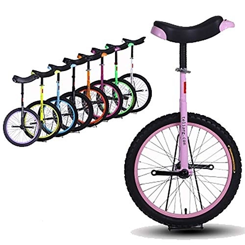 Unicycles : FMOPQ 18inch Wheel Unicycle for Kids / Teenagers / Beginner / Trainer to 12-15 Year Olds Child Bicycles with Comfortable Saddle (Color : Pink)