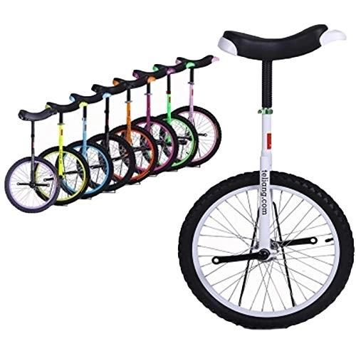 Unicycles : FMOPQ 20inch Adjustable Unicycle with Aluminium Rim Balance One Wheel Bike Exercise Fun Bike Fitness for Beginners Professionals (Color : White)