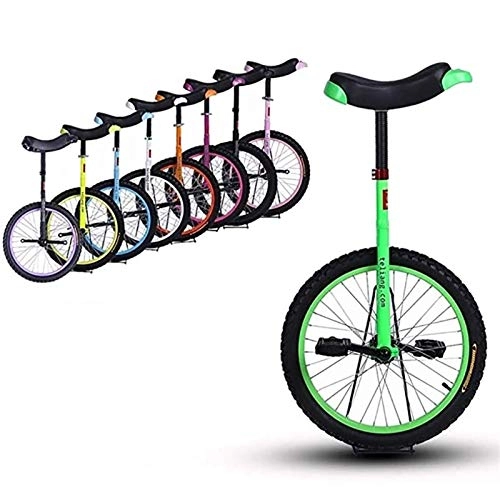 Unicycles : FMOPQ 24 / 20inch Wheel Unicycles for Adult Super-Tall 16 / 18 Inch Balance Cycling for Kids / Beginner / Teenagers Leakproof Butyl Tire Wheel (Color : Green Size : 16INCH)