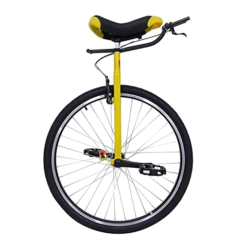 Unicycles : Freestyle Unicycle Adults Unicycle 28 Bigger Wheel, Extra Large Unicycle with Handlebars & Brake, Heavy Duty Unicycle for Tall People Height from 160-195cm (Yellow 28 inch)