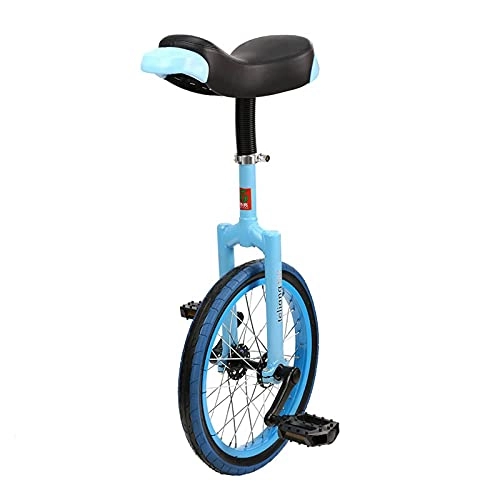 Unicycles : GAXQFEI Unicycle Bicycle for Unisex Kids, 16 inch Adjustable Seat One Wheel Bike for Outdoor Fitness, Leakproof Butyl Tire Wheel, Load: 150Kg, Blue