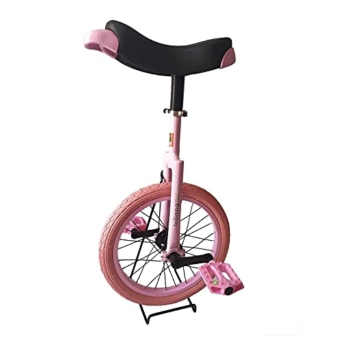 Unicycles : GAXQFEI Unicycle Bicycle for Unisex Kids, 16 inch Adjustable Seat One Wheel Bike for Outdoor Fitness, Leakproof Butyl Tire Wheel, Load: 150Kg, Pink