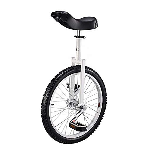 Unicycles : Heavy Duty 20 Inch Unisex Unicycle for Kids / Adults(Height Form 133-175Cm), Steel Frame And Alloy Rim Wheel, Load 150Kg, Best Birthday Gift, White