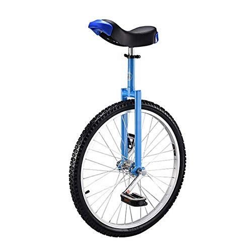 Unicycles : HTDXE Large 24" Adult's Trainer Unicycle Strong Steel Frame, 1 Speed Rounded Plastic Pedals Contoured Ergonomic Saddle Road Cycling for Men / Women / Big Kids, Blue