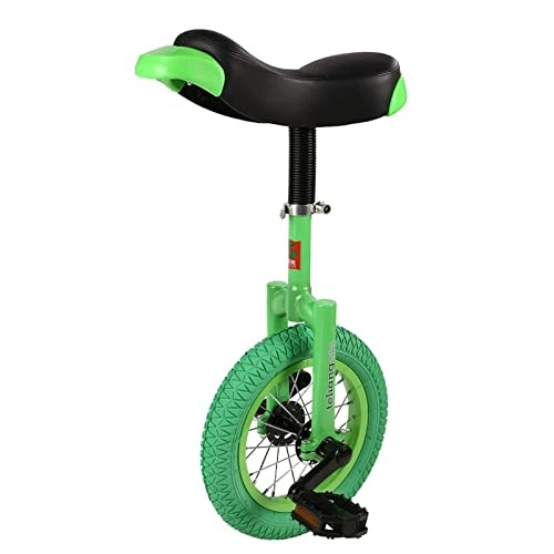Unicycles : HWBB 12 Inch Wheel Mini Unicycles with Skidproof Tire & Adjustable Seat, Beginners Kids Cycling Exercise, for People 92cm ~ 135cm Tall (Color : Green)