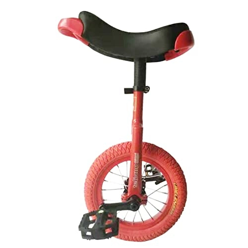 Unicycles : HWBB 12 Inch Wheel Mini Unicycles with Skidproof Tire & Adjustable Seat, Beginners Kids Cycling Exercise, for People 92cm ~ 135cm Tall (Color : Red)