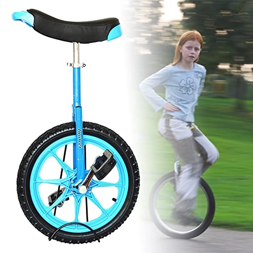 Unicycles : HWBB 16" Inch Wheel Unicycle for Boy / Girl Beginners Riders, Balance Bike with Seat & Parking Rack, Mountain Exercise Balance Fitness Sports (Color : Blue)