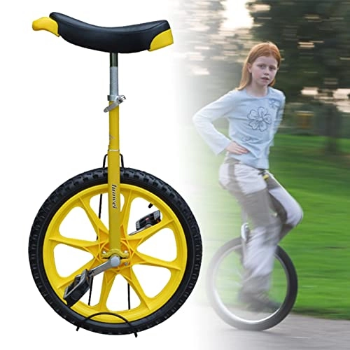 Unicycles : HWBB 16" Inch Wheel Unicycle for Boy / Girl Beginners Riders, Balance Bike with Seat & Parking Rack, Mountain Exercise Balance Fitness Sports (Color : Yellow)