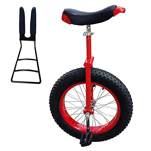 Unicycles : HWBB 20 Inch Wheel Unicycle for Beginners, Cycling Balance Bike with Parking Rack & Extra Wide Mountain Tire, for Mountain Exercise Balance Fitness (Color : Red)