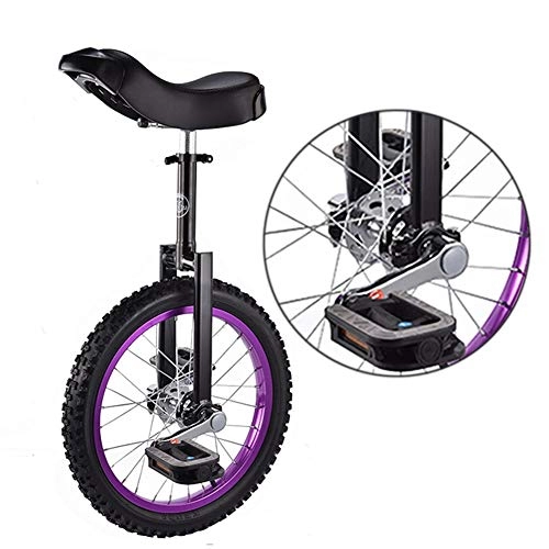 Unicycles : HWF 16-inch Kids Unicycle, Balance Exercise Fun Bike with Comfortable Seat & Skidproof Wheel, for Children From 9-14 Years Old, Purple