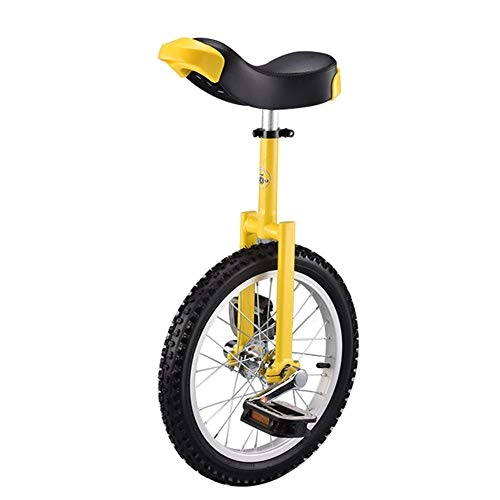 Unicycles : HWF 16-inch Wheel Unicycle with Comfortable Saddle Seat, for Balance Exercise Training Road Street Bike Cycling, Load-bearing 150kg / 330lbs (Color : Yellow)