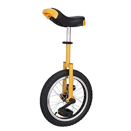 Unicycles : HWF 16" Wheel Unicycle, Comfort Saddle Seat Skid Proof Tire Chrome 16 Inch Steel Frame Bike Cycle, Load-bearing 150 Lbs (Color : Yellow)