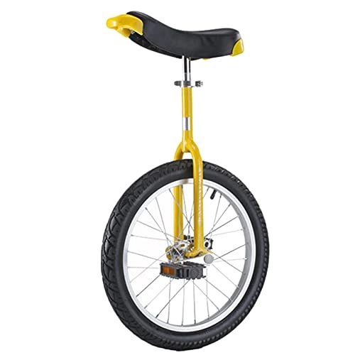 Unicycles : HWF 24" 20" 18" 16" Wheel Unicycle for Adults / Big Kid, Outdoor Boy Girls Beginners Unicycles, Aluminum Alloy Rim and Manganese Steel, Loads 200kg (Color : Yellow, Size : 18")