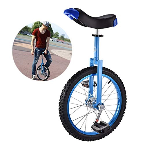 Unicycles : HWF Adjustable Kids Unicycle 16 / 18 Inch Balance Exercise Fun Bike Cycle Fitness, for Children From 9-14 Years Old, Comfortable Seat & Skidproof Wheel (Color : Blue, Size : 16 Inch Wheel)