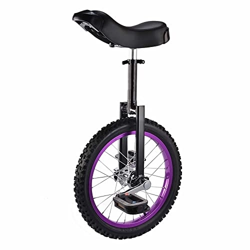 Unicycles : HXFENA Kids' Unicycle, Adjustable Skidproof Sports Balance Cycling Exercise Wheel Bike Contoured Ergonomic Saddle with Stand for Beginners Teens / 16 Inches / Purple