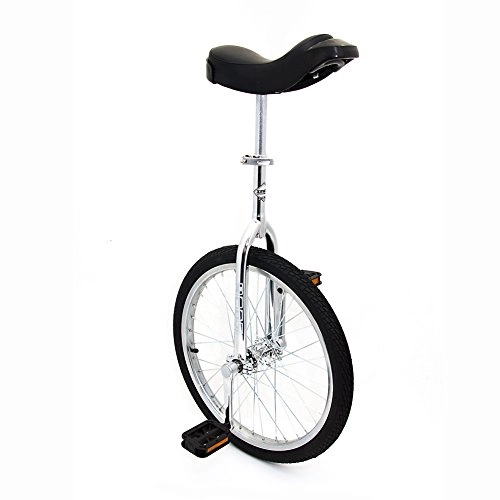 Unicycles : Indy Trainer Kids' Unicycle Chrome Plated, 20" inch steel frame, 1 speed rounded plastic pedals contoured ergonomic saddle
