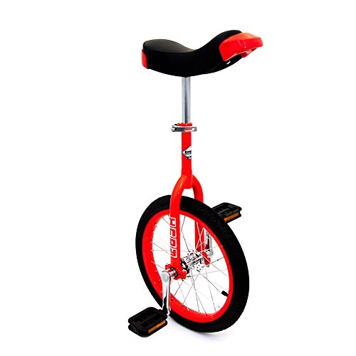 Unicycles : Indy Trainer Kids' Unicycle Red, strong steel frame, 1 speed rounded plastic pedals contoured ergonomic saddle