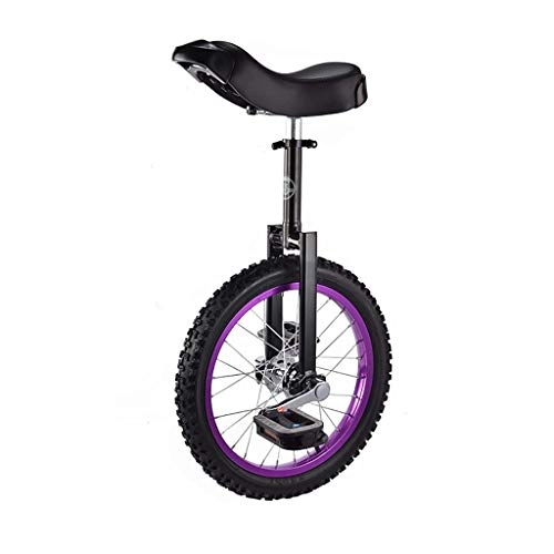 Unicycles : JHSHENGSHI Unicycle 16 / 18 Inch Single Round Children's Adult Adjustable Height Balance Cycling Exercise Purple (Size : 16 inch) Unicycle