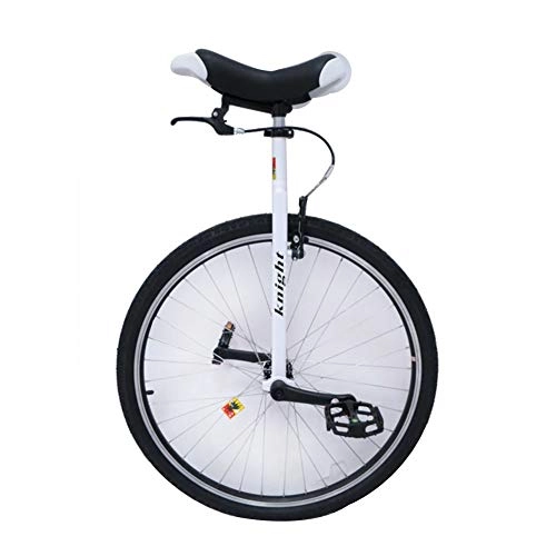 Unicycles : JLXJ 28" Wheel Adults Unicycle with Brakes, Extra Large Heavy Duty Men Teens Boys Balance Bike, for Tall People Height 160-195cm (63"-77"), Load 150kg / 330Lbs (Color : White)