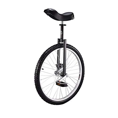 Unicycles : JLXJ Adults Unicycles with 24 Inch Wheel, Height Adjustable, Skidproof Mountain Balance Bike Cycling Exercise, for Beginners / Professionals (Color : Black)