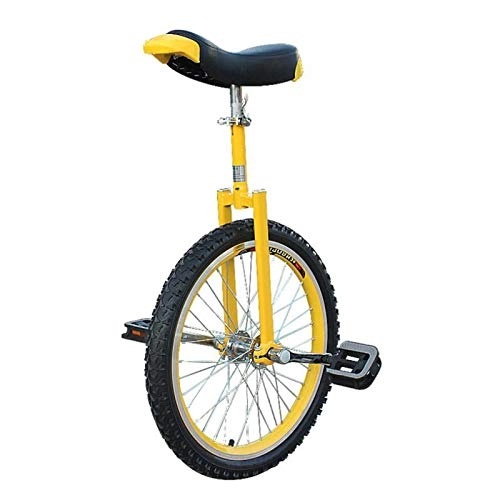 Unicycles : JLXJ Boy Girls Unisex Unicycle Bike Kids Adult Beginner, 16" / 18" / 20" / 24" Wheel One Wheel Bike, Adjustable Height, Load 150kg / 330Lbs (Color : Yellow, Size : 46cm(18inch))