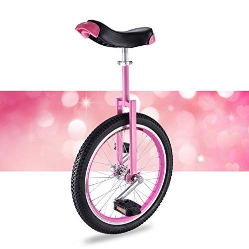 Unicycles : JLXJ Pink 20 Inch Unicycle Cycling, for Girls Big Kids Teens Adult, Heavy Duty Steel Frame, For Outdoor Sports Balance Exercise Juggling (Size : 20"(50cm))