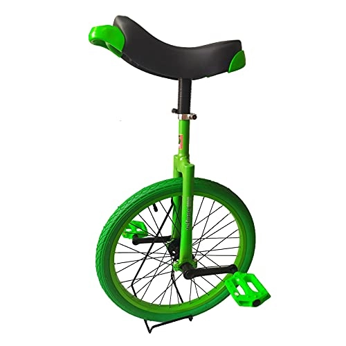 Unicycles : JLXJ Yellow / green Unicycles for Adults Kids, Steel Frame, 20 Inch Heavy Duty One Wheel Balance Bike for Teens Woman Boy, Mountain Outdoor (Color : Green)