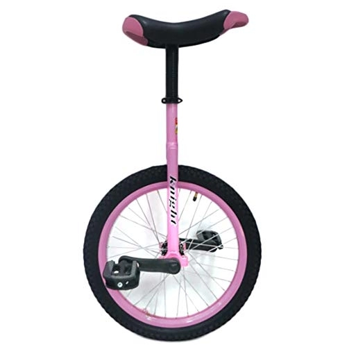 Unicycles : Kid's / Adult's Trainer Unicycle 16 Inch Unicycle for Kids / Boys / Girls Beginner(Height Form 110-155 cm), Heavy Duty Unicycle with Alloy Rim, Load 150kg, Best Birthday Gift (Pink 16 Inch Wheel)