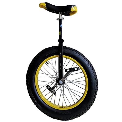 Unicycles : Kid's / Adult's Trainer Unicycle 20 / 24 Inch Unicycle with Fat Tire for Adults / Man / Woman / Big Kids / Tall People, Unicycle with Alloy Rim 4-Inch Extra Wide Tire, Load 150kg / 330Lbs (Yellow 24 Inch Whee