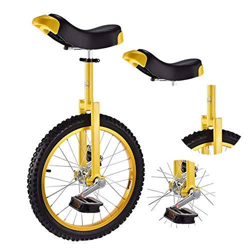 Unicycles : Kids Unicycle for Boys Girls, 16-inch / 18-inch Skidproof Wheel, Adjustable Height Cycling Balance Exercise for Children From 9-14 Years Old (Color : Yellow, Size : 16 Inch Wheel)