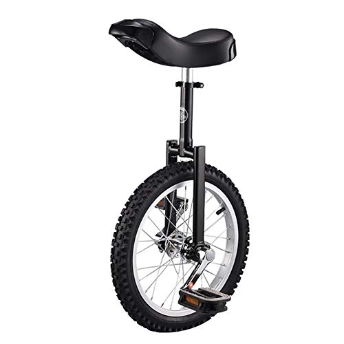 Unicycles : Lhh 16 Inch Wheel Unicycle for Kids with Alloy Rim, Extra Thick Tire for Outdoor Sports Fitness Exercise Health, Ergonomical Design Saddle (Color : Black)