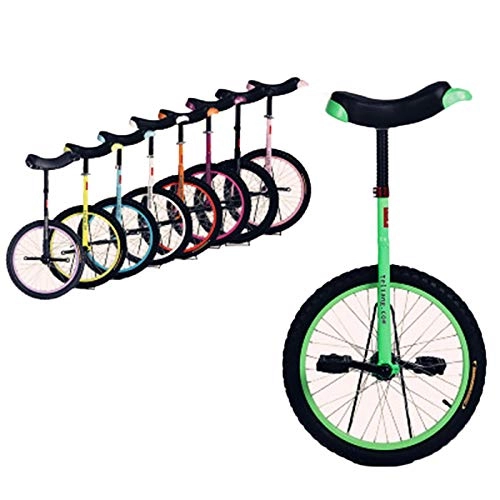 Unicycles : Lhh 16inch / 18inch / 20inch Adjustable Unicycle Green, Balance One Wheel Bike Exercise Fun Bike Fitness for Beginners Professionals (Size : 16inch)