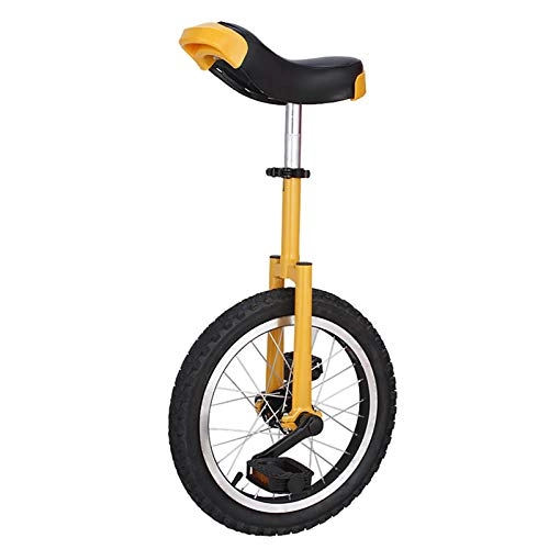 Unicycles : Lhh Kid's / Adult's Trainer Unicycle, 16" / 18" / 20" Steel Frame, Skidproof Mountain Tire Balance Cycling Exercise, Height Adjustable - Yellow (Size : 16inch)