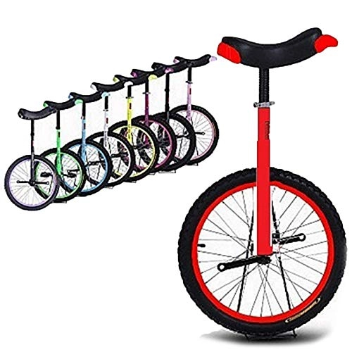 Unicycles : Lhh Red Kid's / Adult's Trainer Unicycle with Ergonomical Design, Height Adjustable Skidproof Tire Balance Cycling Exercise Bike Bicycle (Size : 20inch)