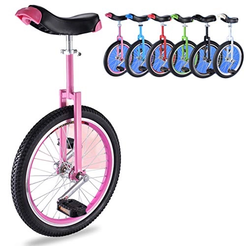 Unicycles : Lhh Unicycle with Aluminum Alloy Frame, Unicycles for Kids / Boys / Girls Beginner, Skidproof Mountain Tire Balance Cycling Exercise (Color : Pink, Size : 20inch wheel)