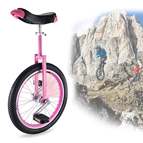 Unicycles : Lhh Unicycles for Kids Adults Beginner, Skidproof Mountain Tire Balance Cycling Exercise, with Ergonomical Design Saddle - Pink (Size : 18inch wheel)