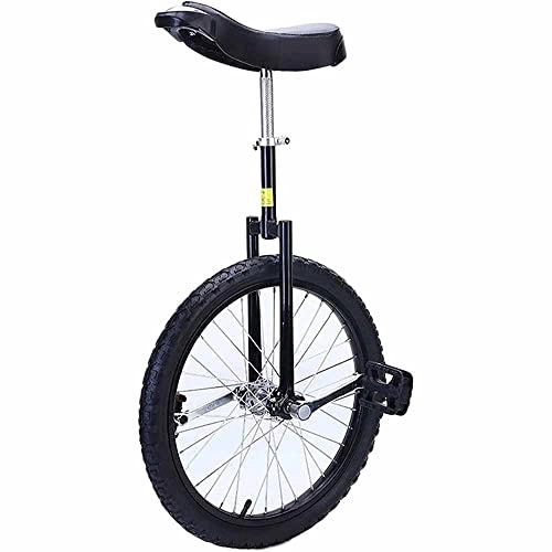 Unicycles : LJHBC Unicycle Adult / Men / Women / Big Kids 16 / 18 / 20" Strong Steel Frame Plastic Pedals Single Wheel, Ergonomic Saddle Loads 100kg (Size:20in, Color:Black)