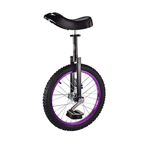 Unicycles : LNDDP Freestyle Unicycle 16 / 18 Inch Single Round Children's Adult Adjustable Height Balance Cycling Exercise Purple
