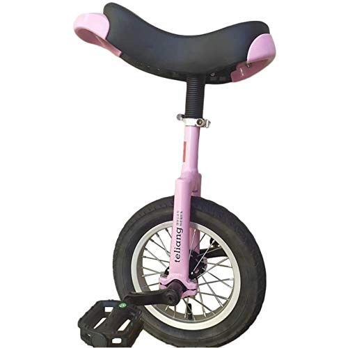Unicycles : Lqdp 12 Inch Girls Unicycles for Kids / Daughter Age 5-12 Years, Outdoor Sports Kids Uni Cycle with Comfort Saddle, Easy to Assemble (Color : Pink)