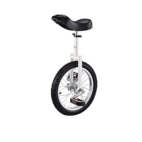 Unicycles : New 16" 18" 20" 24" Unicycle Cycling Scooter Circus Bike Youth Adult Balance Exercise Single wheel Bicycle Aluminum Wheel (Color : White, Size : 16inch)