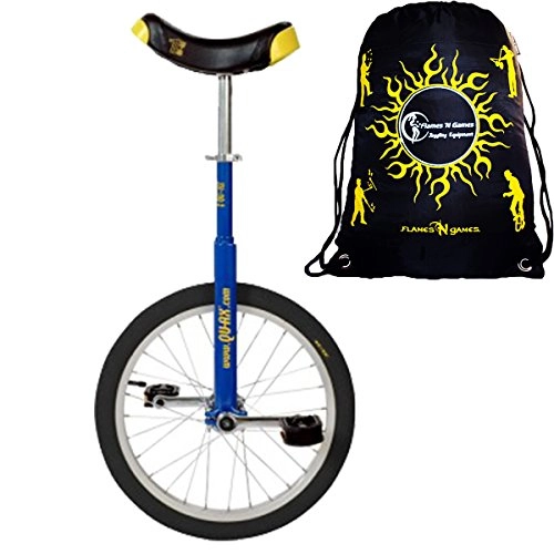 Unicycles : Qu-Ax Unicycles 20" Luxus Kid's Trainer Unicycle In Orange For Young Adults + Flames N' Games Travel Bag!
