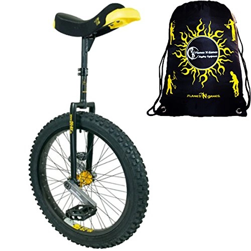 Unicycles : Qu-Ax Unicycles 24" Muni Unicycle In Black For Young Adults + Flames N' Games Travel Bag!