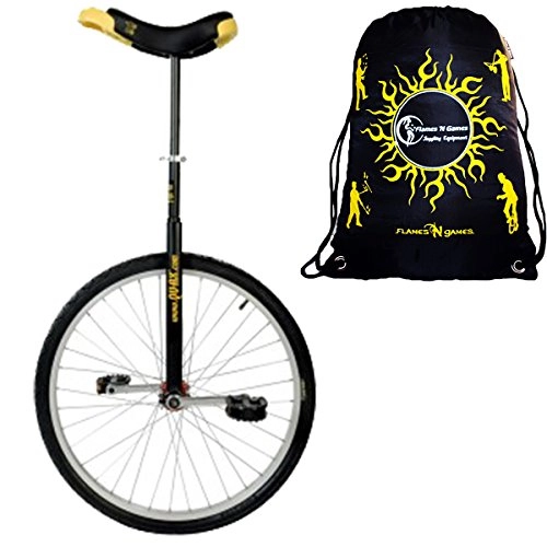 Unicycles : Qu-Ax Unicycles 26" Luxus Kid's Trainer Unicycle In Black For Adults + Flames N' Games Travel Bag!