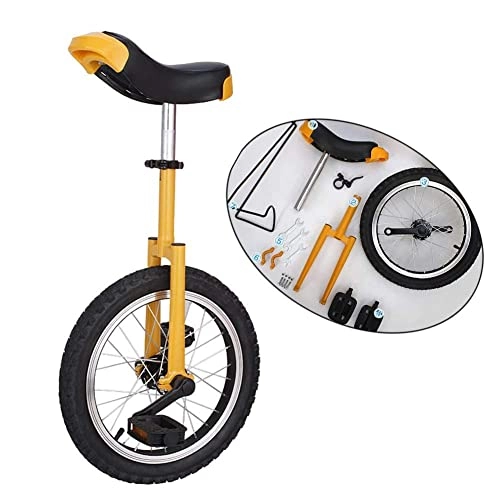 Unicycles : QWEQTYU Excellent 16" / 18" / 20" Wheel Uni-Cycle Skidproof Unicycle Stand Cycling, Manganese Steel Frame Leakage Protection Mute Bearing, Yellow